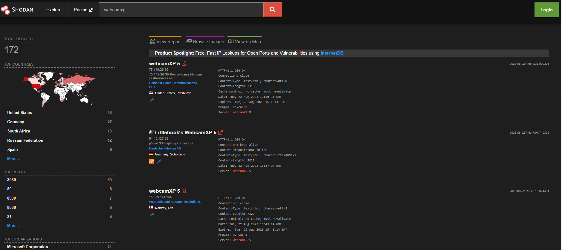 search results for webcamxp on shodan